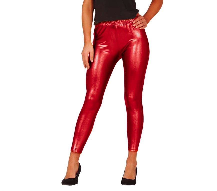 Røde metalliske leggings