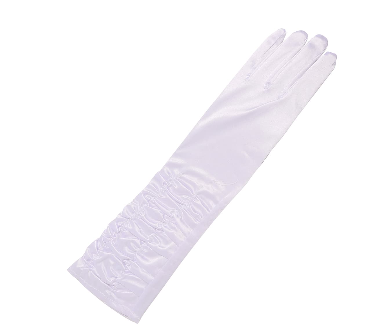 Hvide rynkede handsker, 40 cm