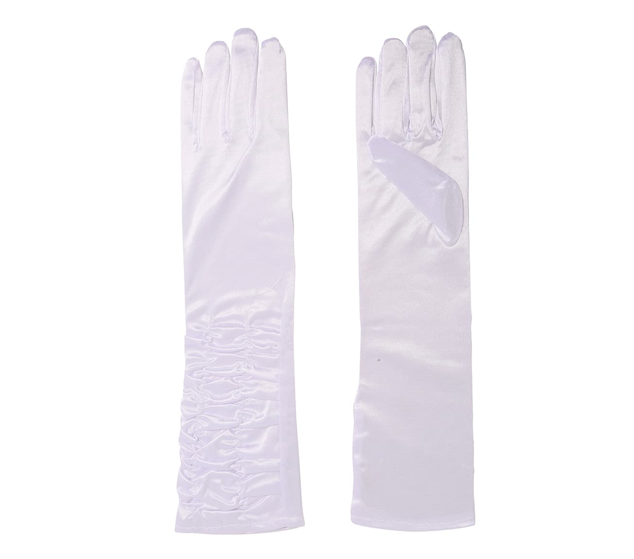 Hvide rynkede handsker, 40 cm