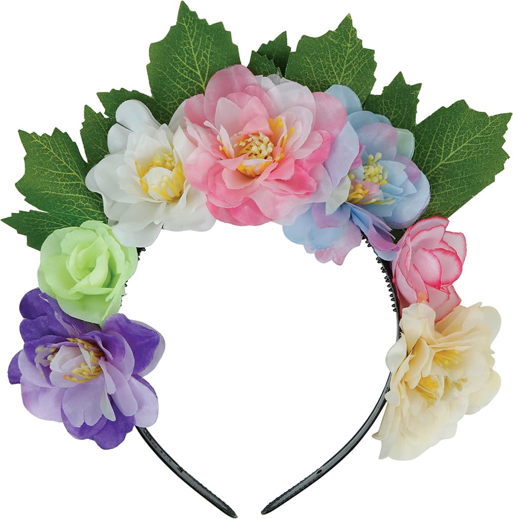 Flerfarvet hårbånd med blomster