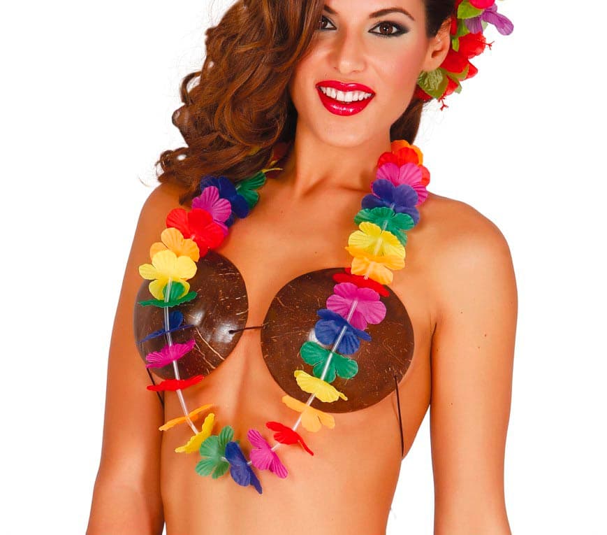 Flerfarvet hawaiihalskæde, ca. 22 cm
