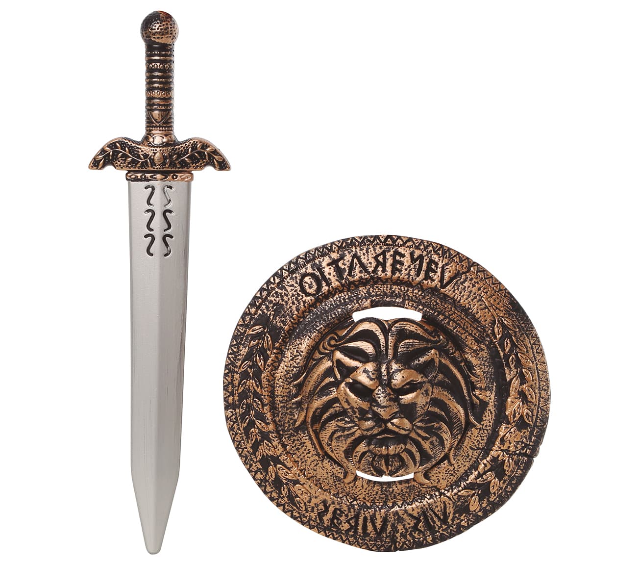 Skjold, 29 cm, og sværd, 48 cm, til børn