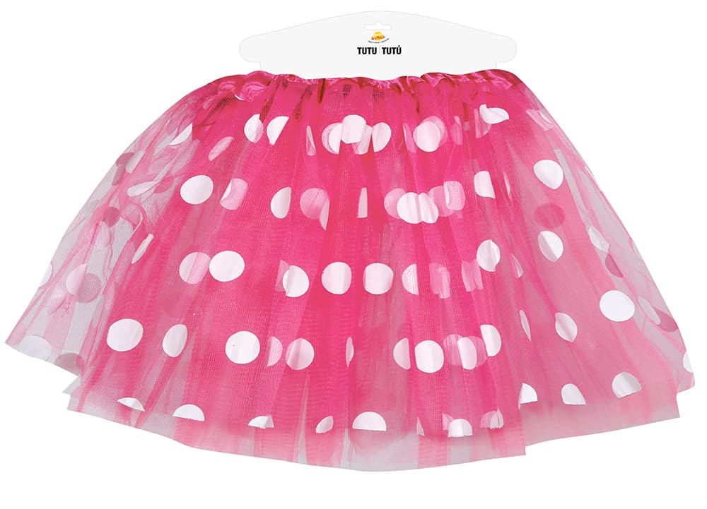 Lyserød tutu med prikker 30 cm, til børn