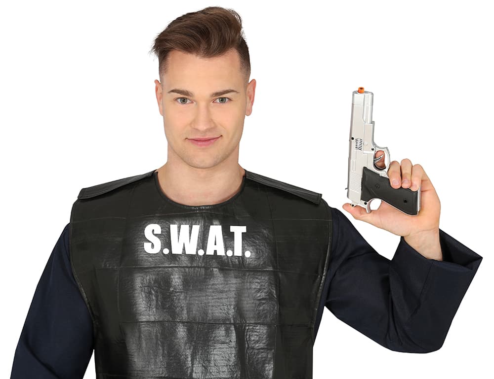 Sølvfarvet pistol 24 cm