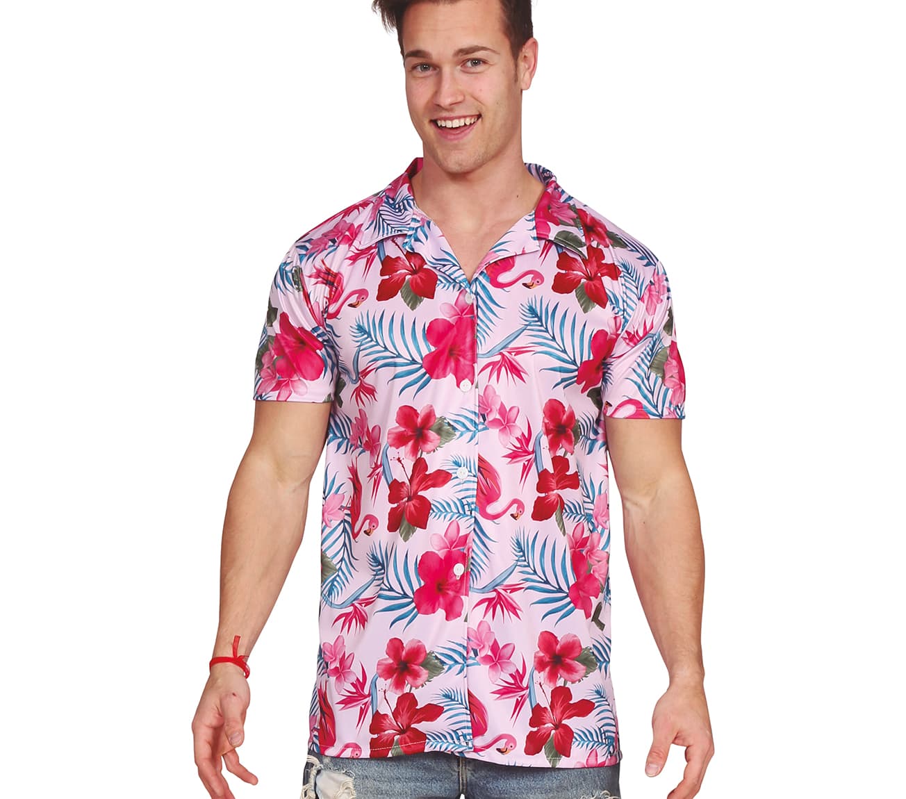 Hawaiiskjorte med flamingoer til herrer