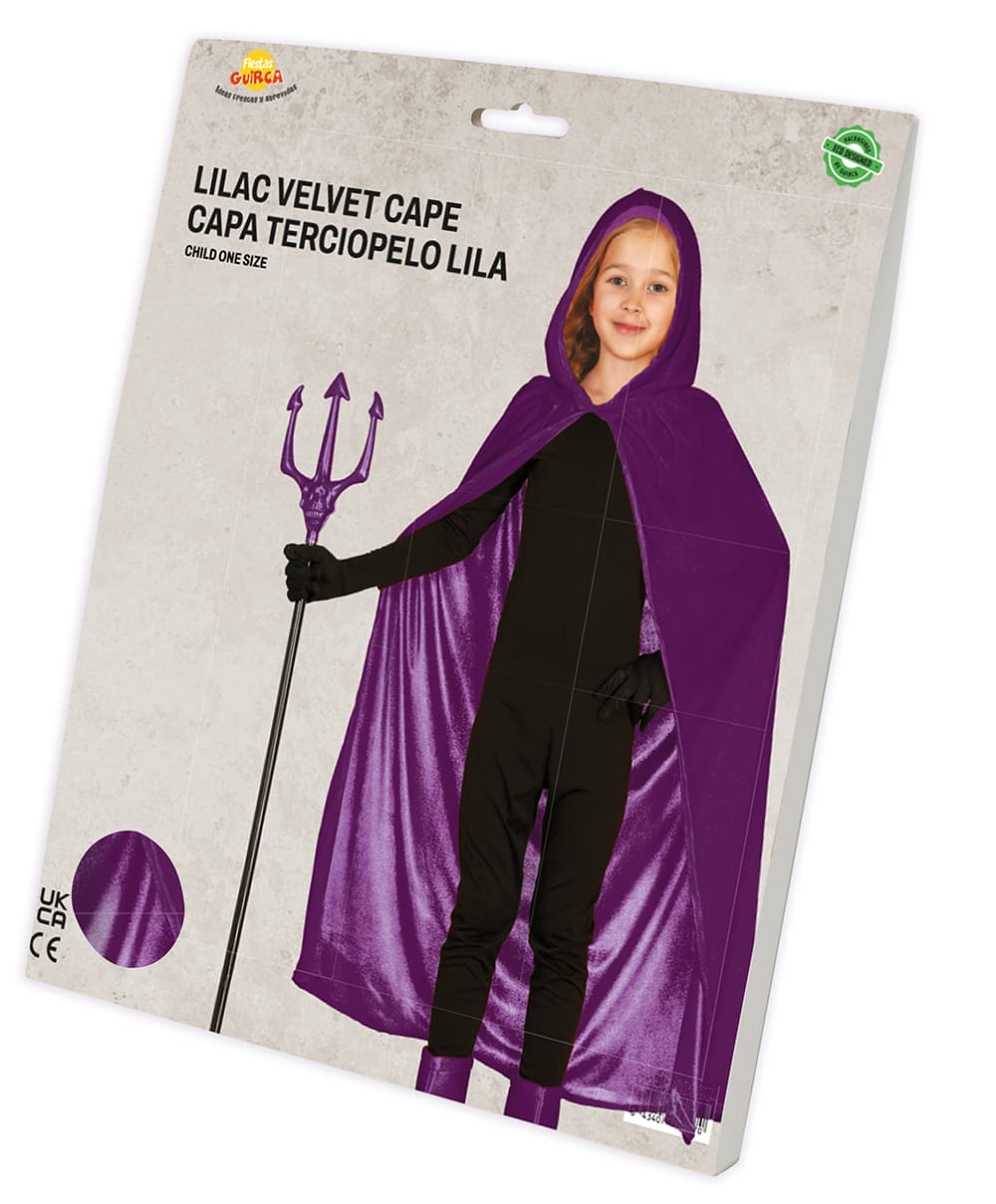 Lilla fløjlskappe med hætte, til børn, 100 cm