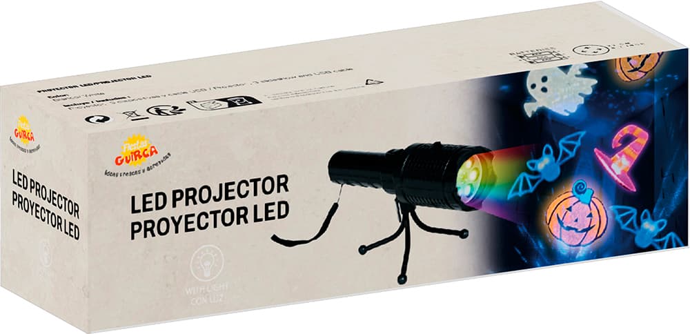 LED-projektor 22 cm med stativ, batteri/USB