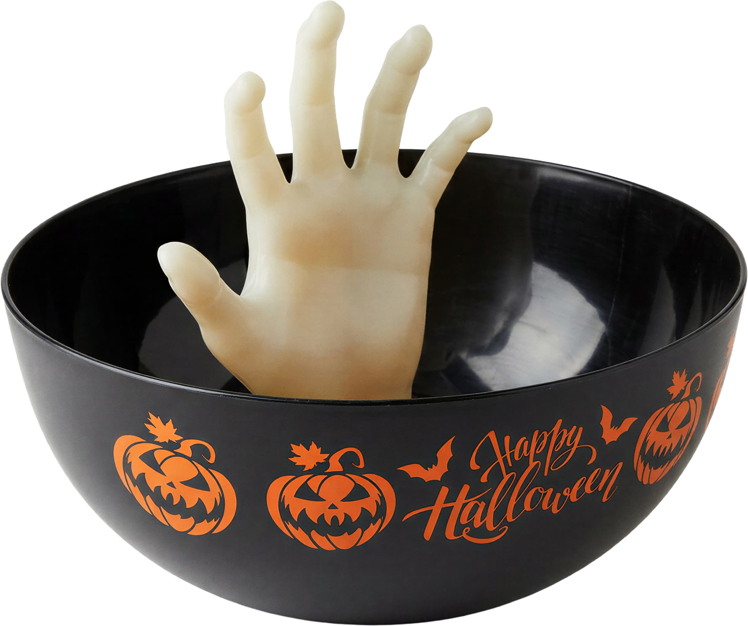 Skål "Happy Halloween" med hånd, 25 cm