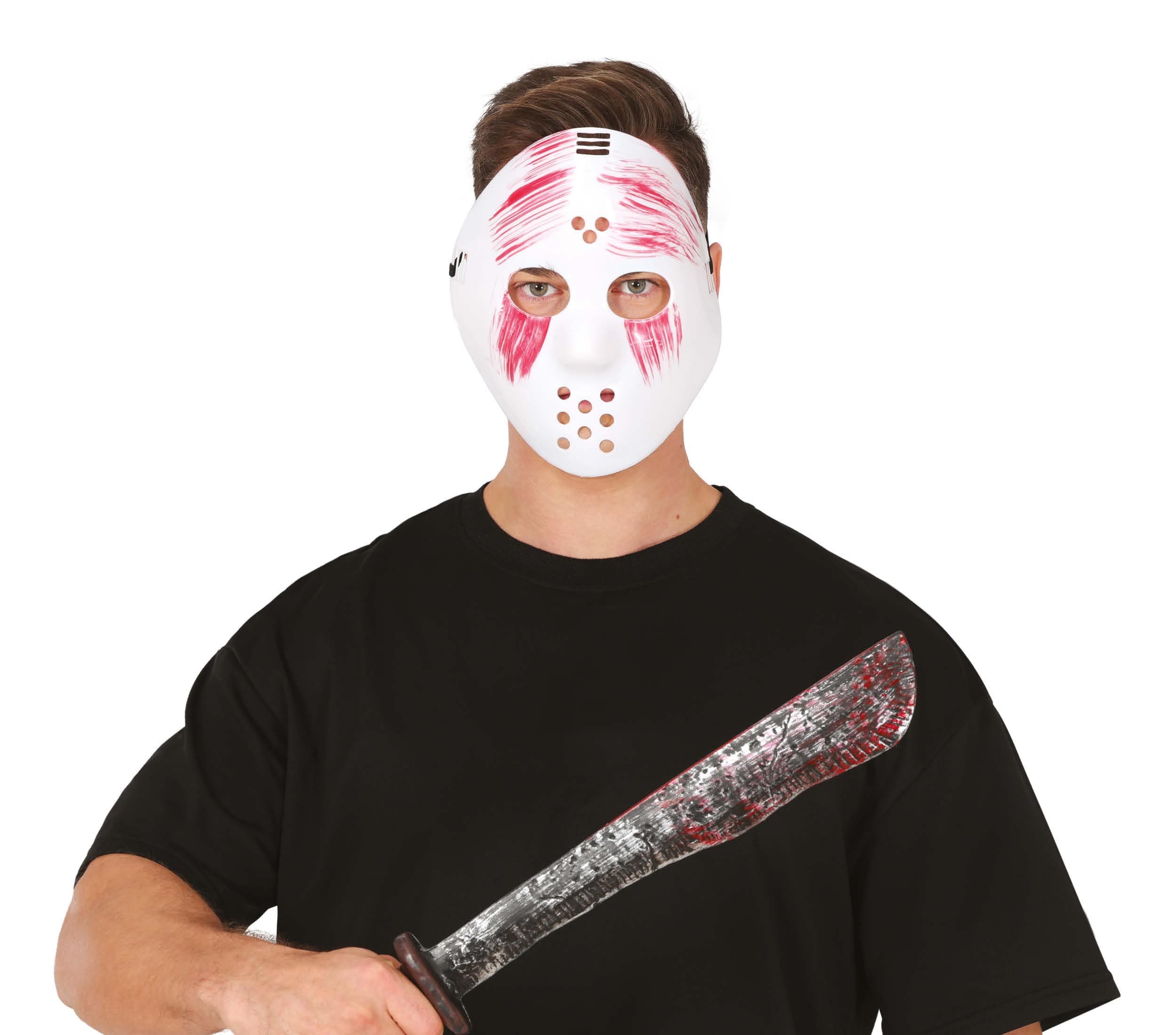 Hvid maske med machete, PVC