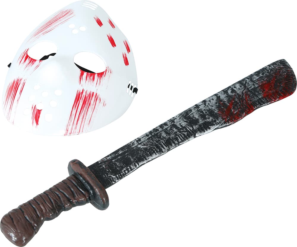 Hvid maske med machete, PVC