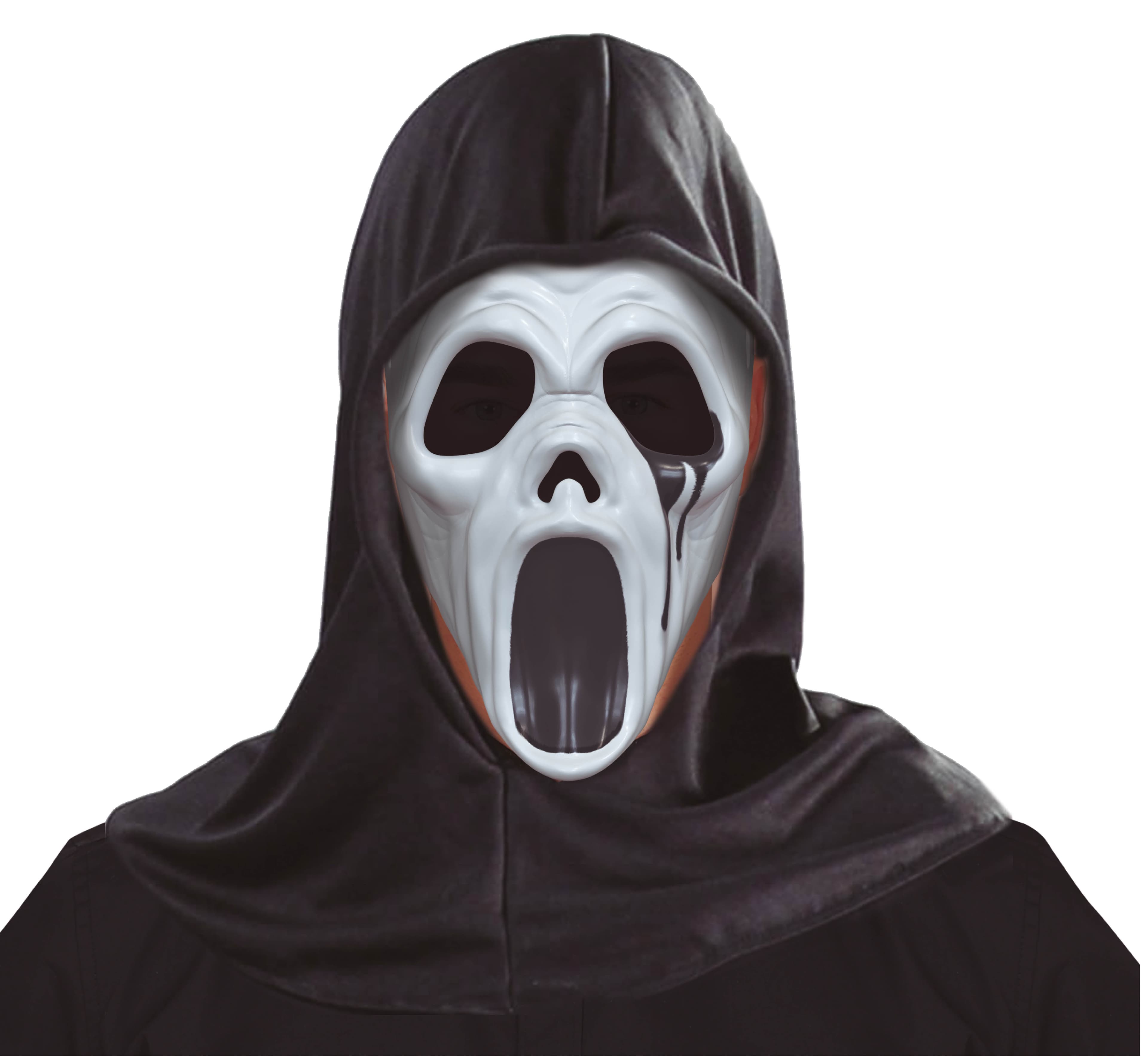 Dræbermaske med hætte, PVC, hvid