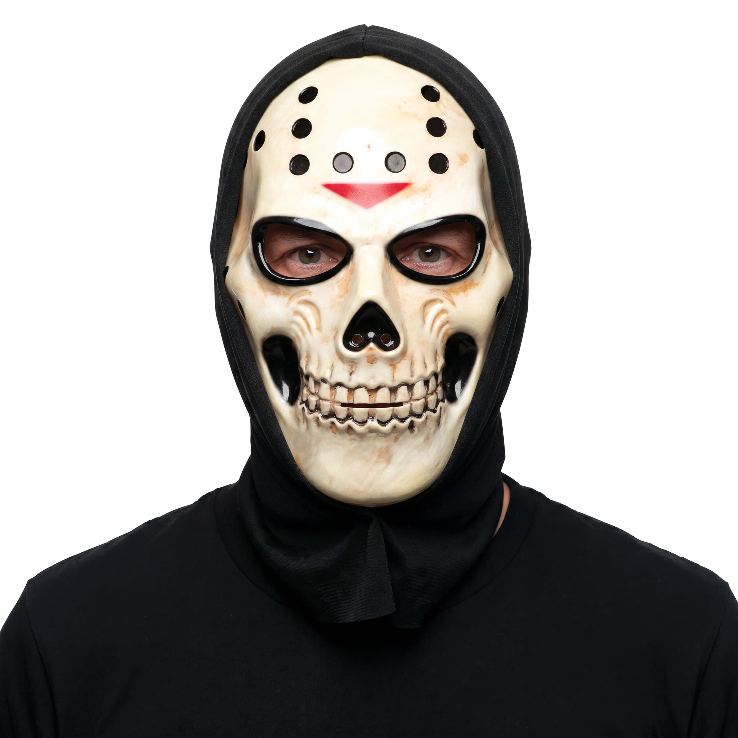 Hockeymaske med kranie og hætte, PVC