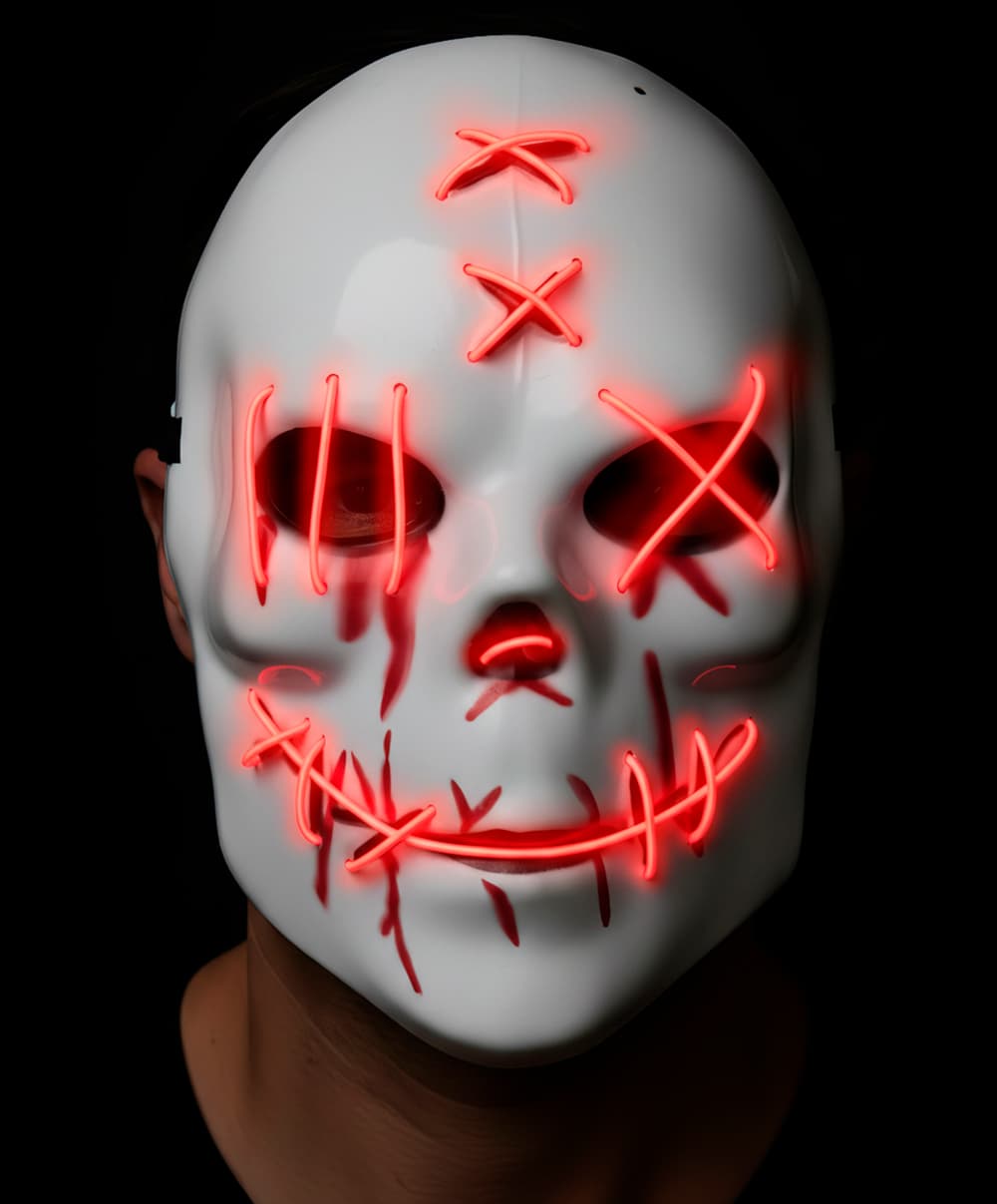 Uhyggelig maske med lys, PVC