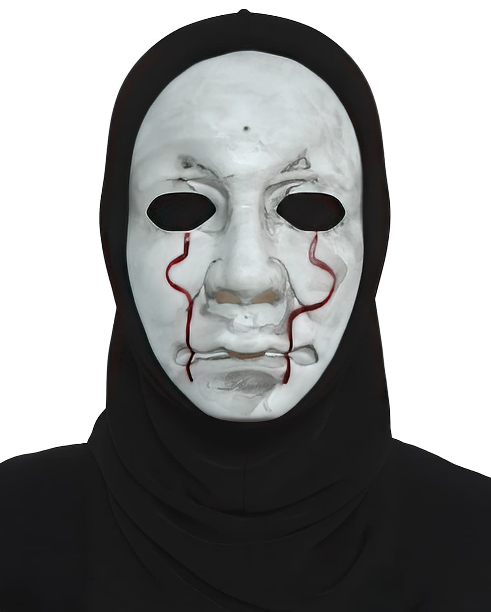 Dræbermaske med hætte, PVC, hvid og sort