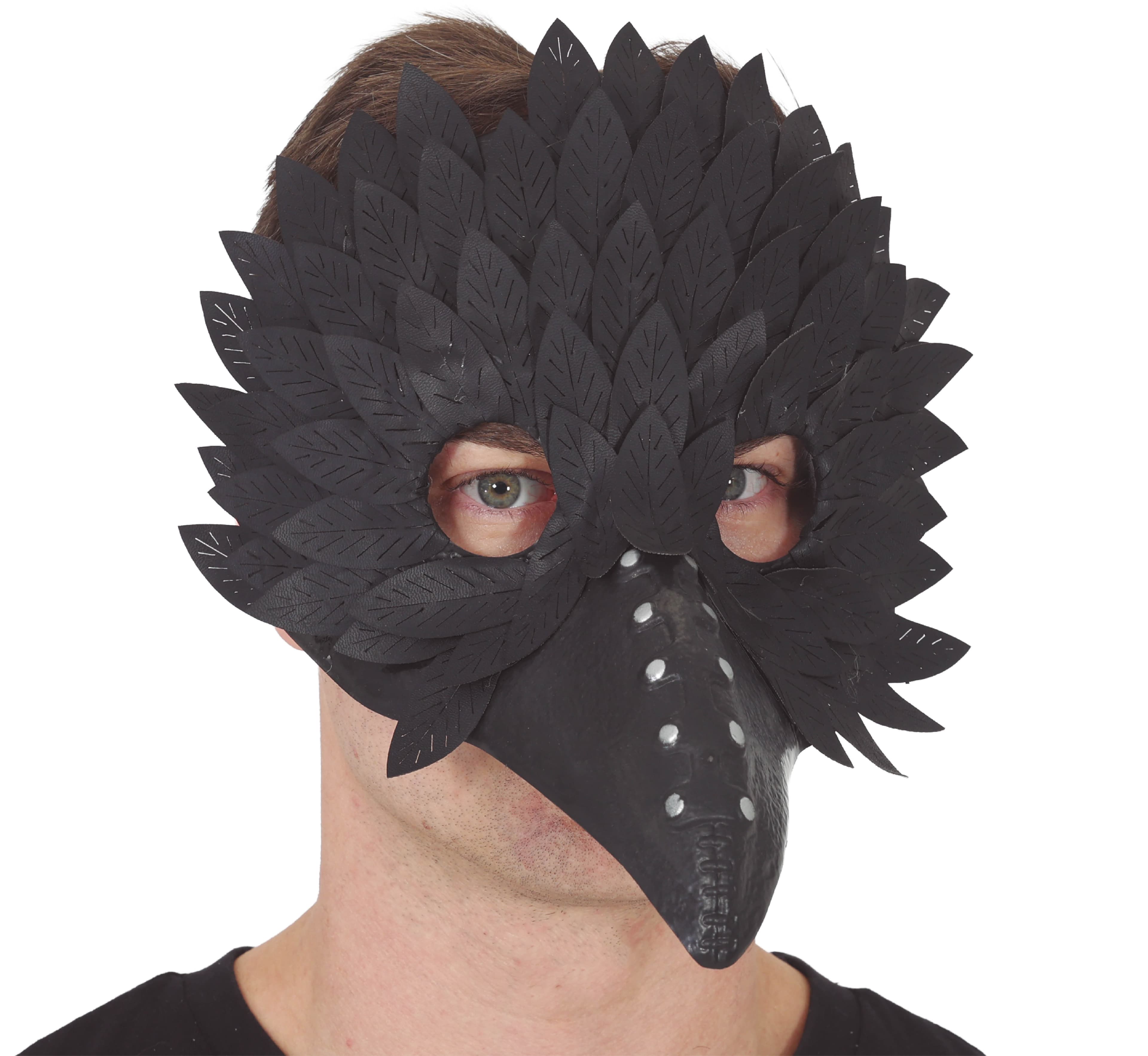 Sort maske med fjer, PVC