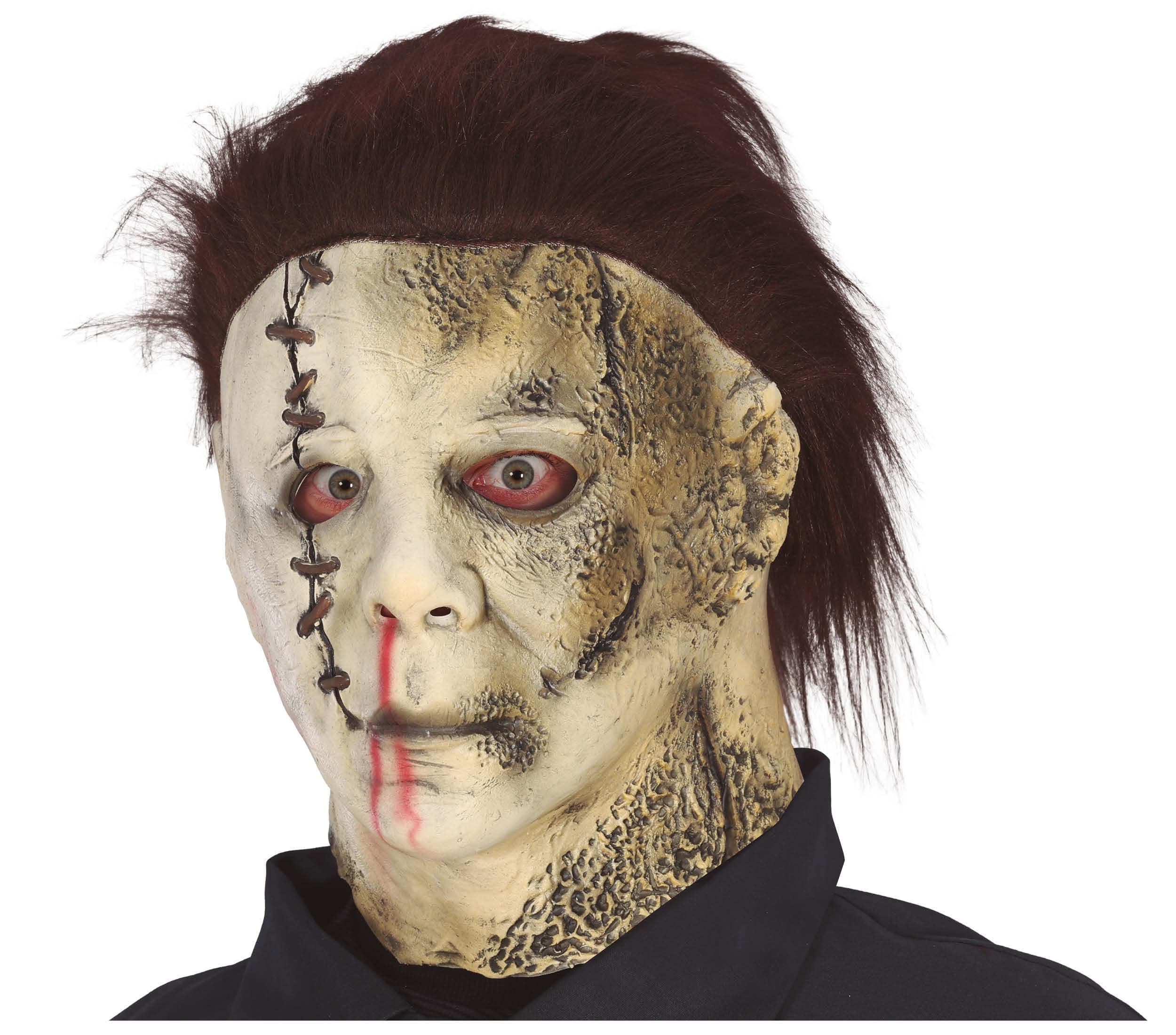 Læderdræbermaske med hår i latex