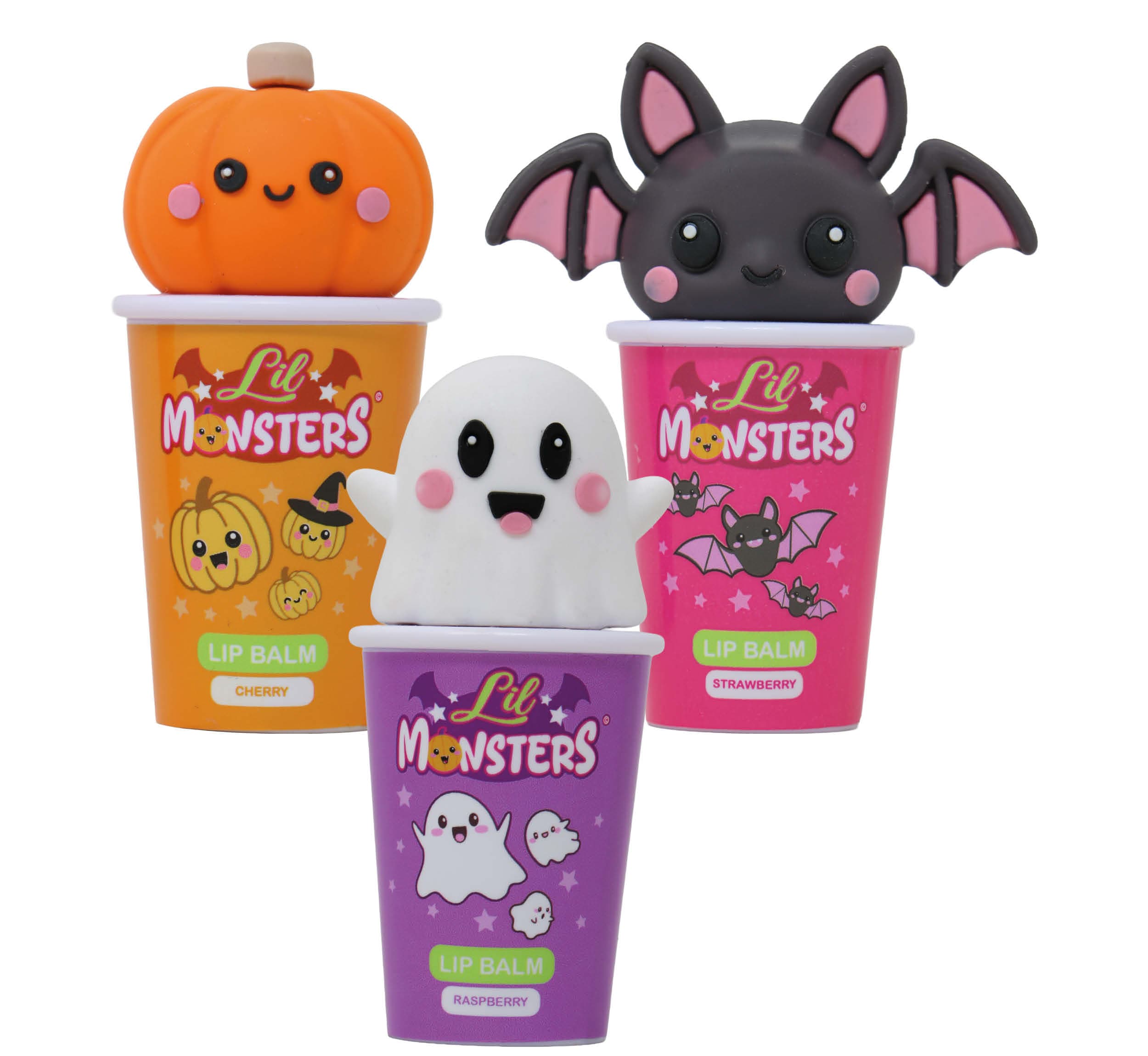 Lil Monsters læbepomade til børn, assorterede motiver, orange, lilla og lyserød