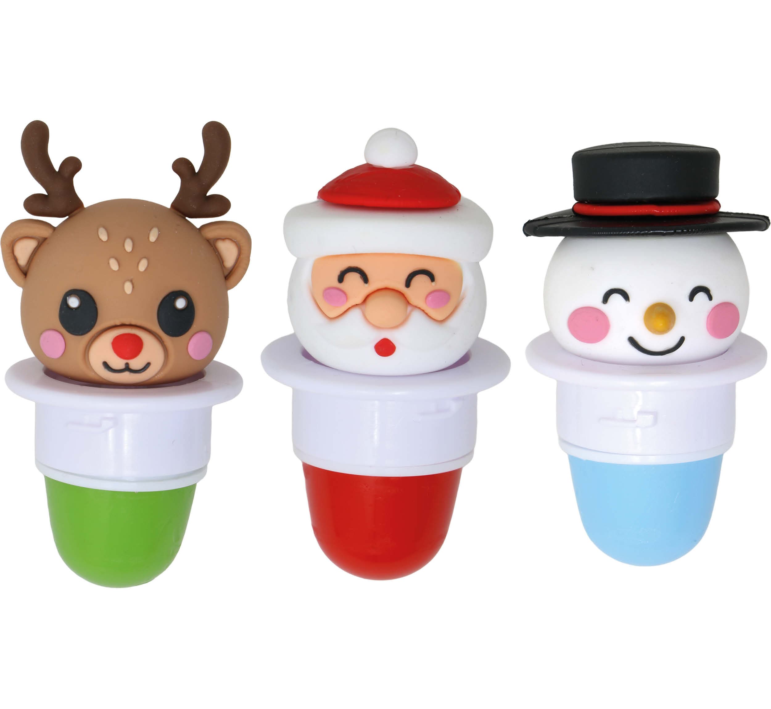 Lil Xmas læbepomade til børn, assorterede motiver, grøn, blå og rød