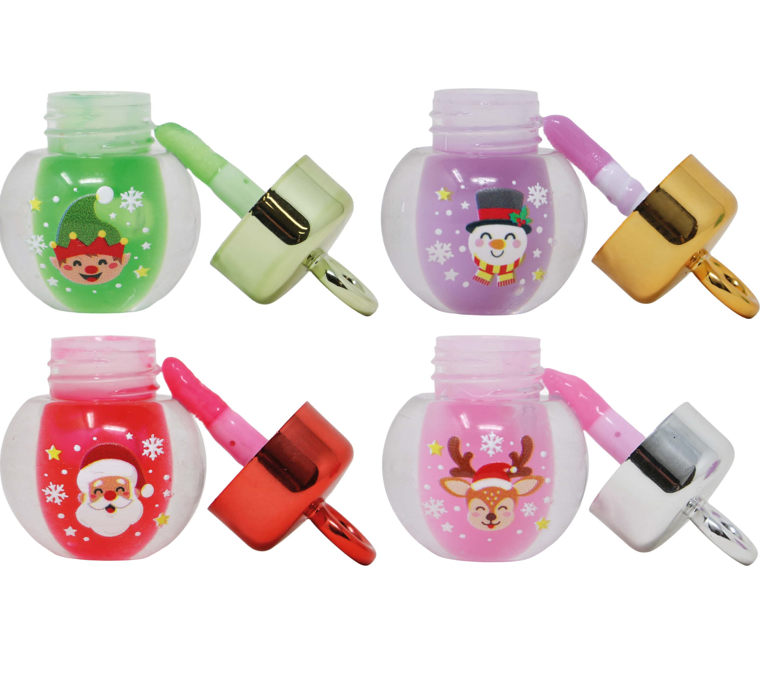 Lil Xmas lipgloss til børn, assorterede motiver, grøn, rød og lilla