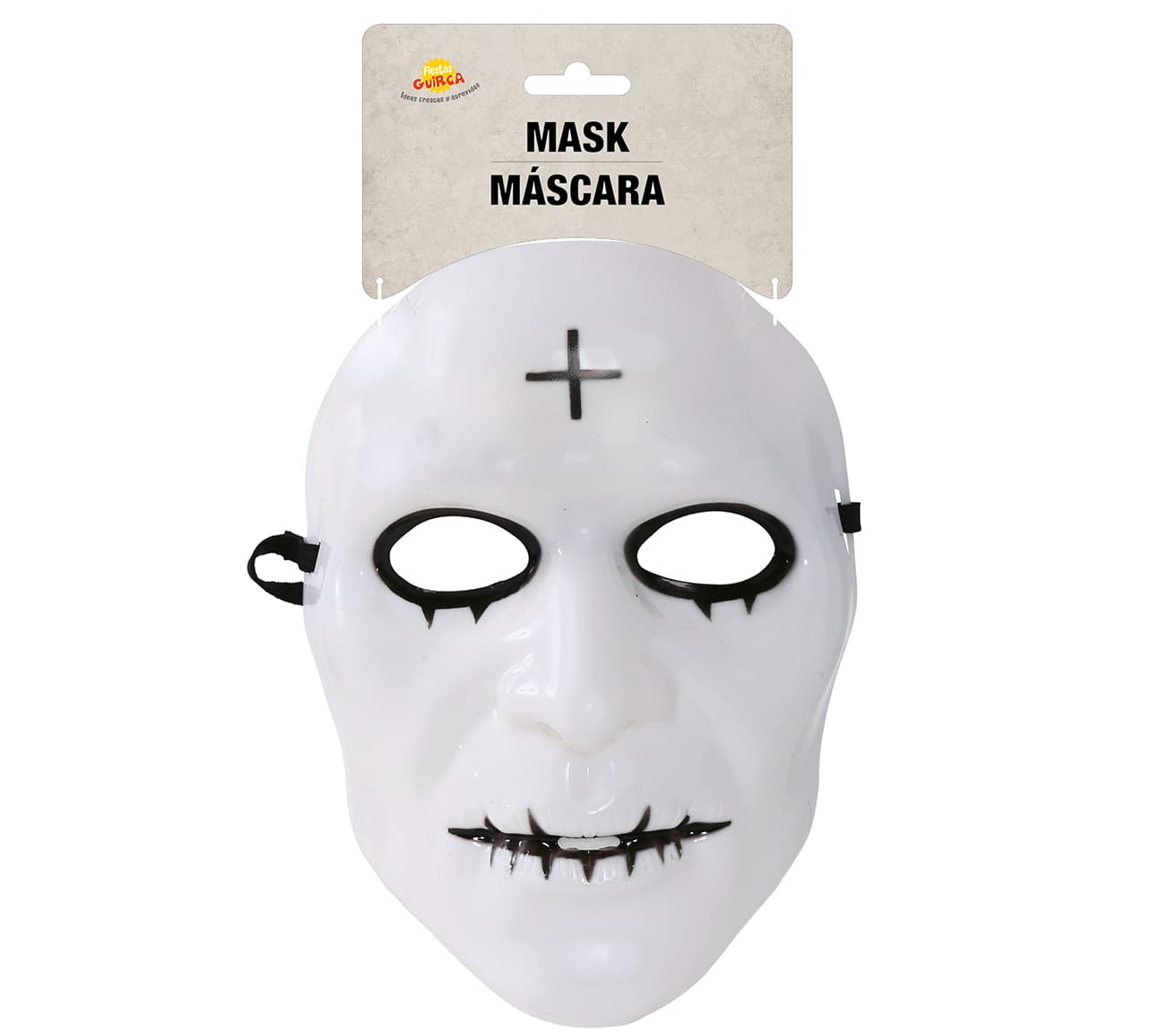 Hvid PVC-maske med kors, til herrer