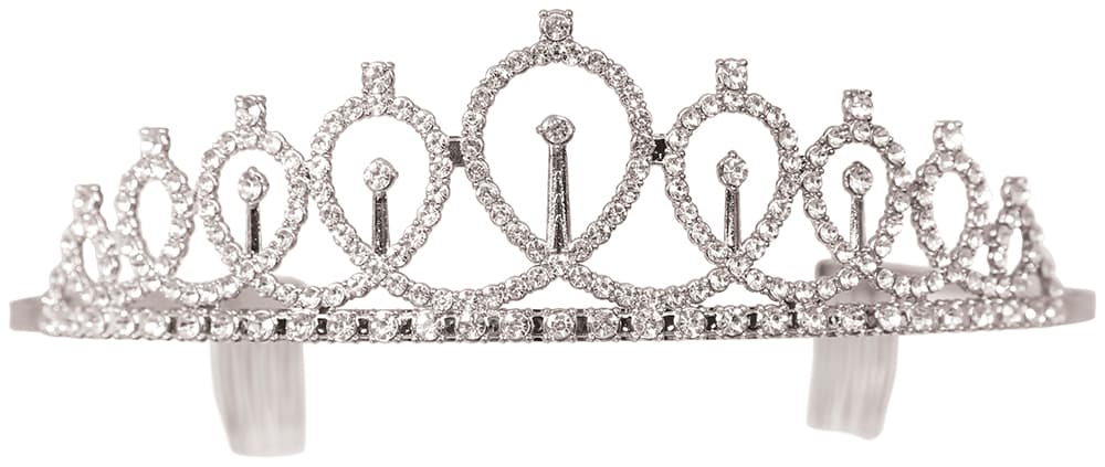 Prinsessetiara i sølvfarvet metal, guld