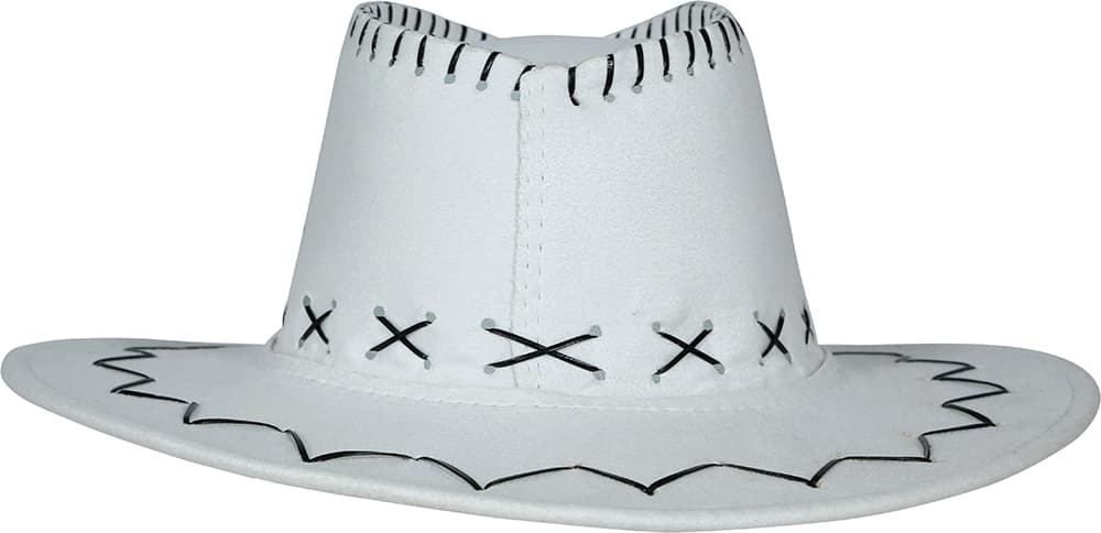 Hvid cowboyhat i ruskindslook til voksne