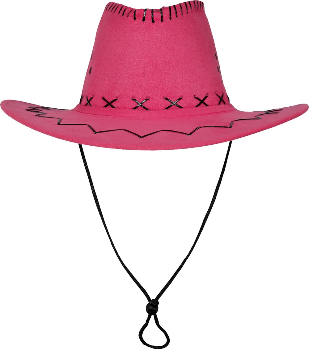 Fuchsiafarvet cowboyhat i ruskindslook til voksne