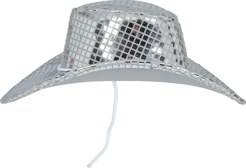 Sølvfarvet 80'er-disco-cowboyhat til voksne