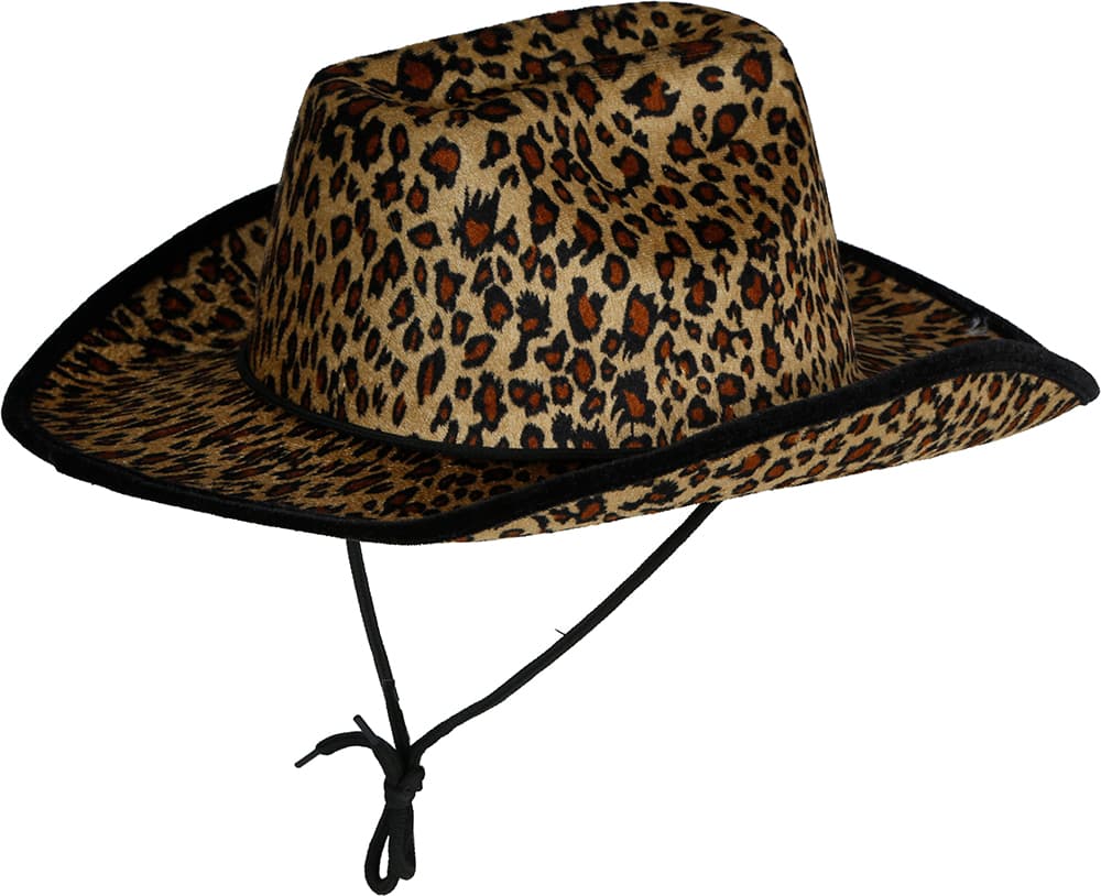 Cowboyhat med leopardmønster til voksne