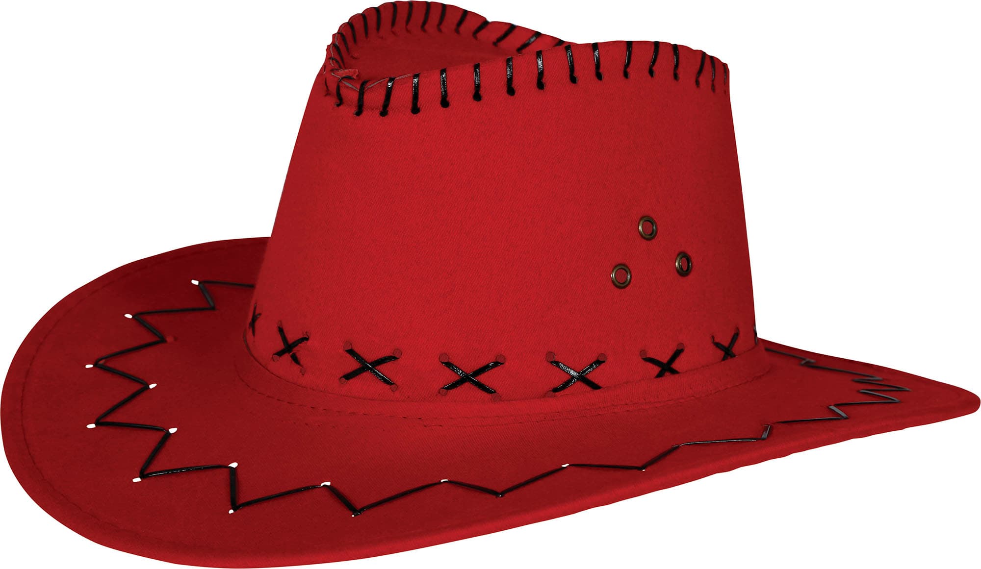 Rød cowboyhat i imiteret læder, til børn