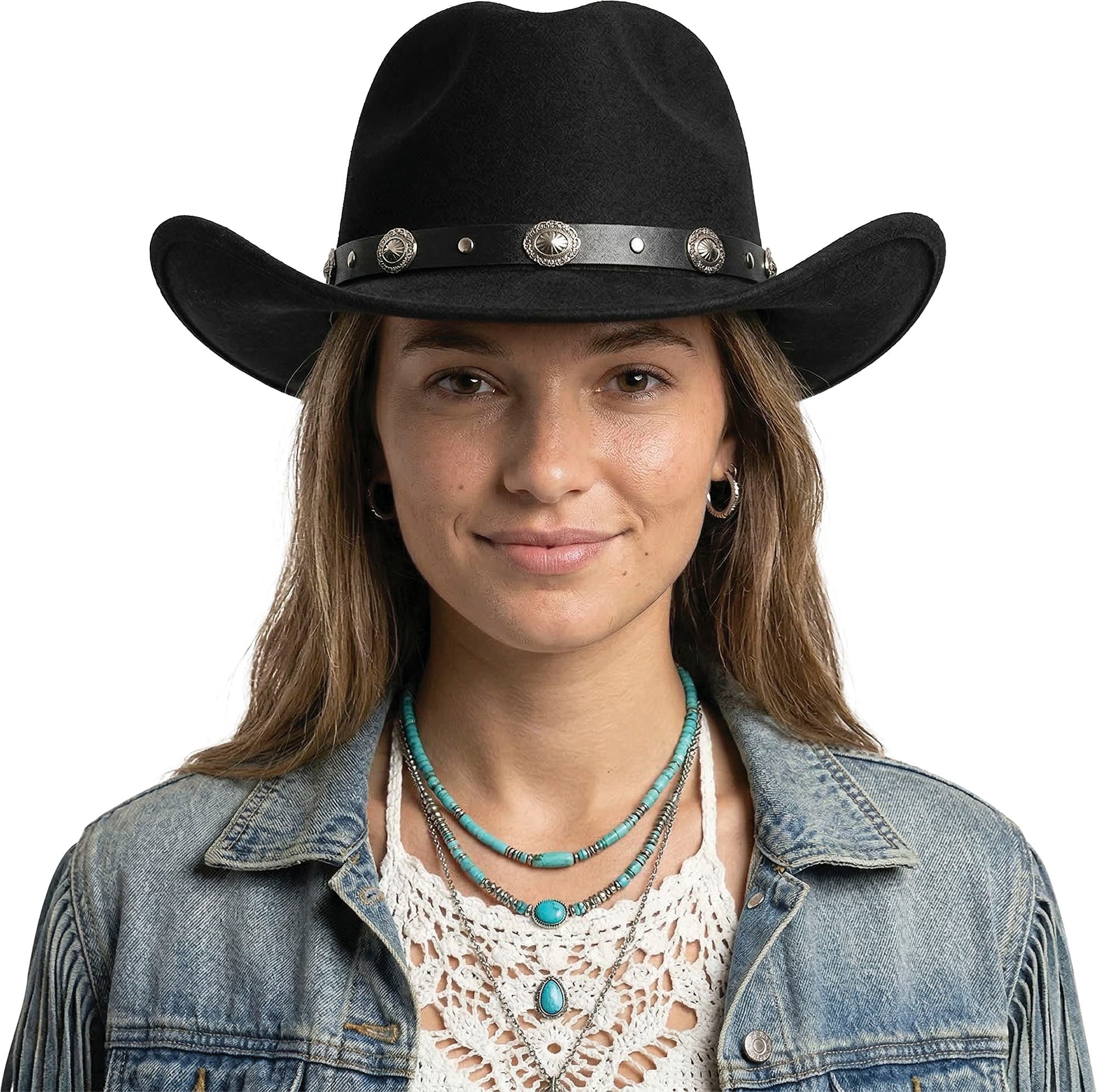 Cowboyhat i filt, sort