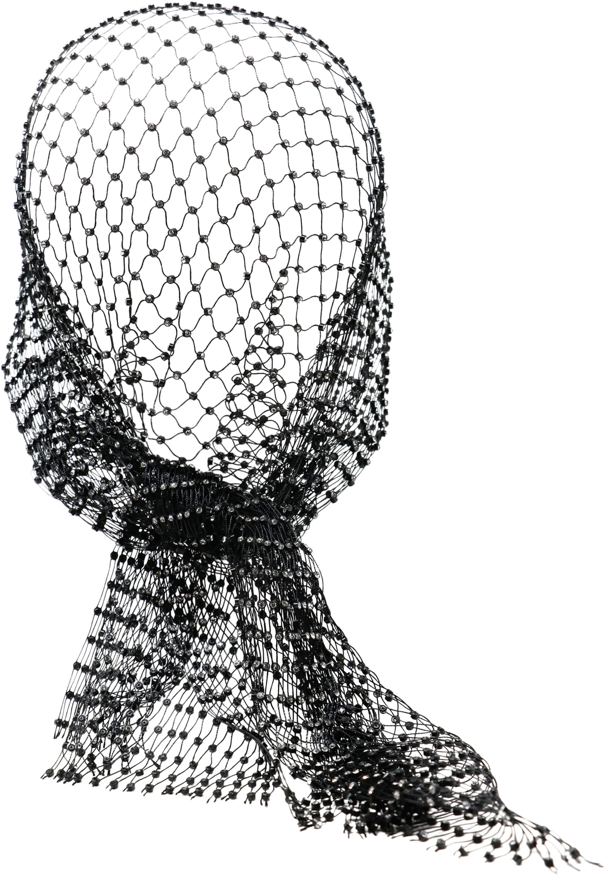 Nettørklæde med rhinsten, sort, 100 × 16 cm