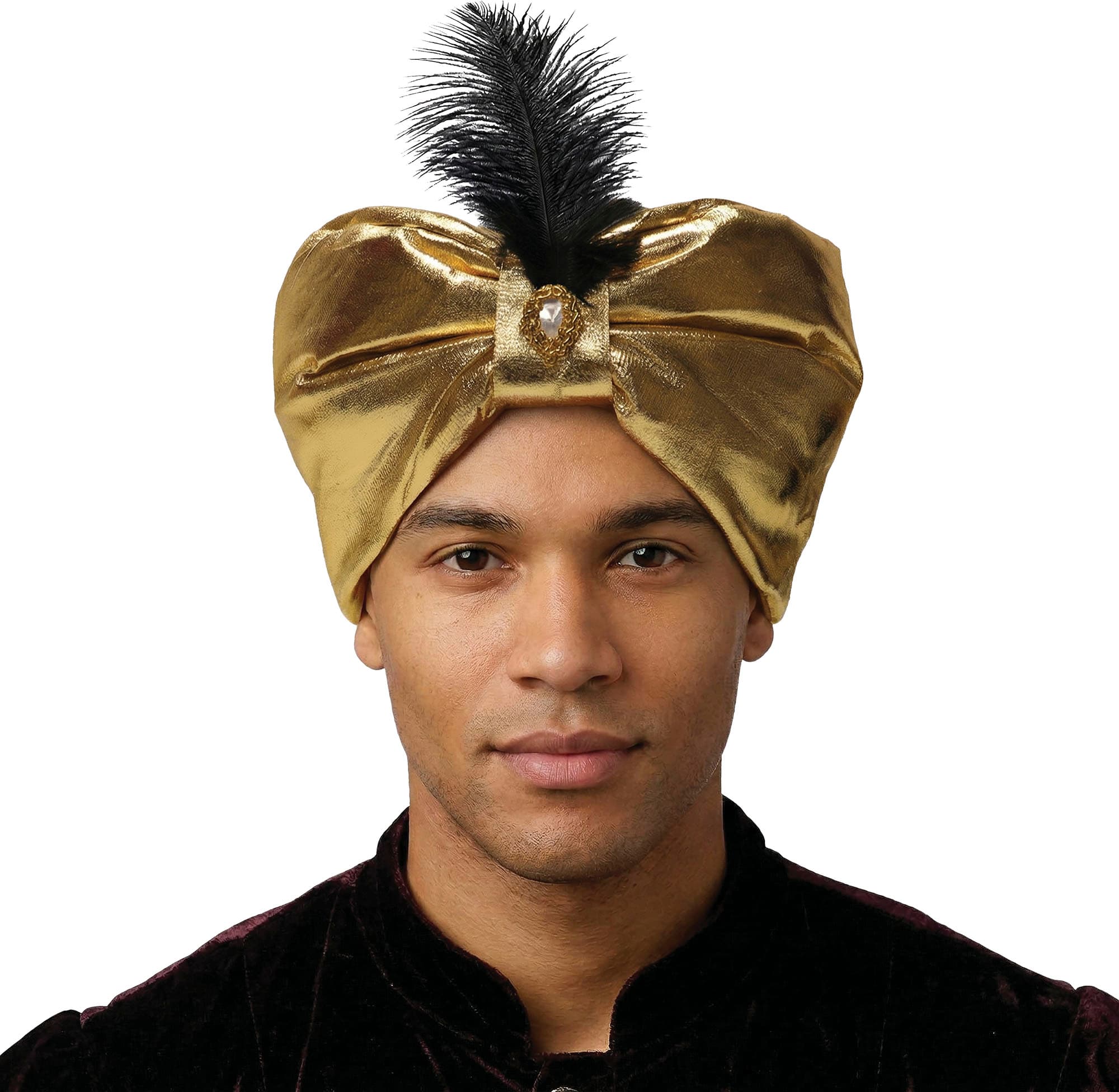 Guldfarvet maharaja-turban i stof