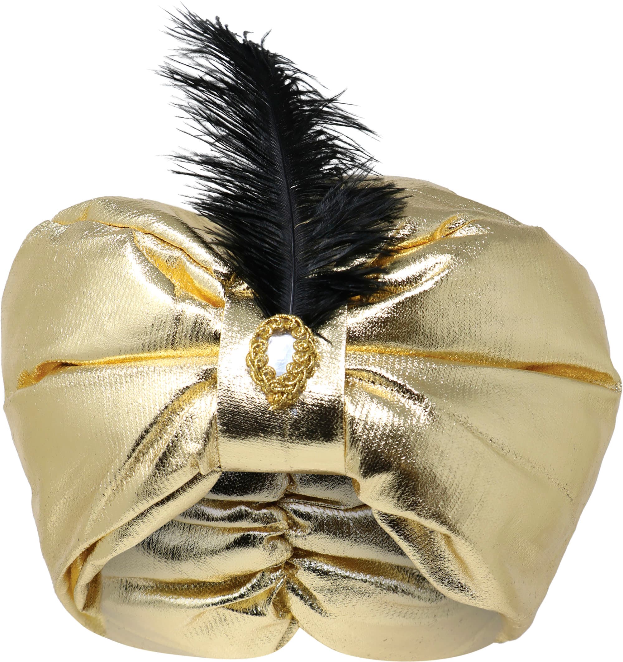 Guldfarvet maharaja-turban i stof