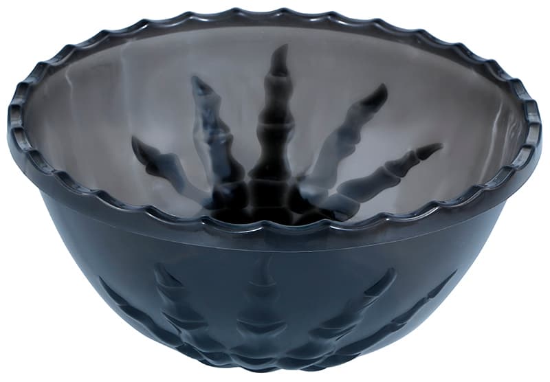 Sort skål med skelethånd, 14 × 33 cm