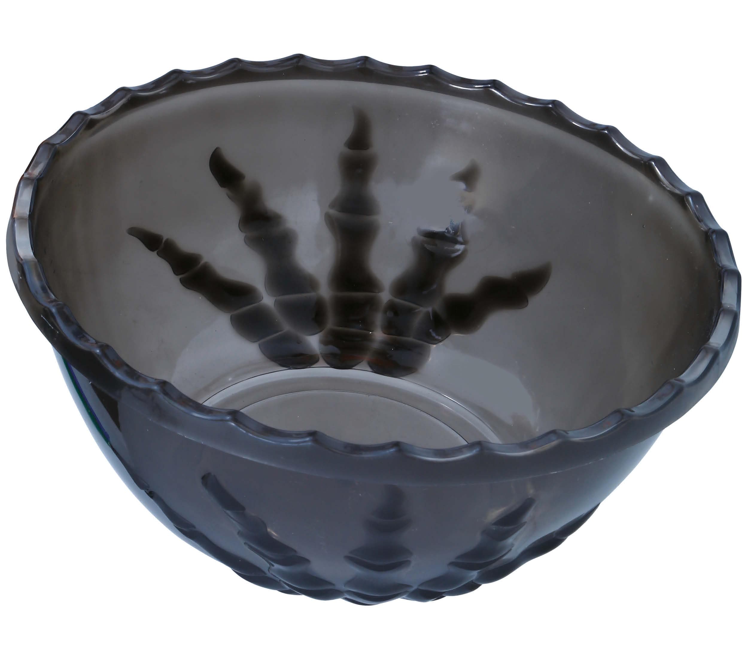 Sort skål med skelethånd, 14 × 33 cm