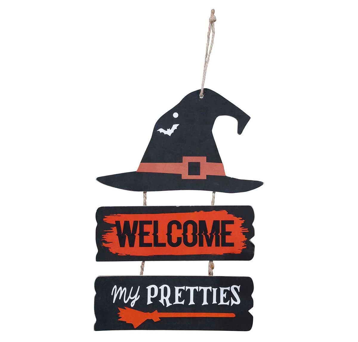 Hekseskilt "Welcome", træ, 32 × 21 cm