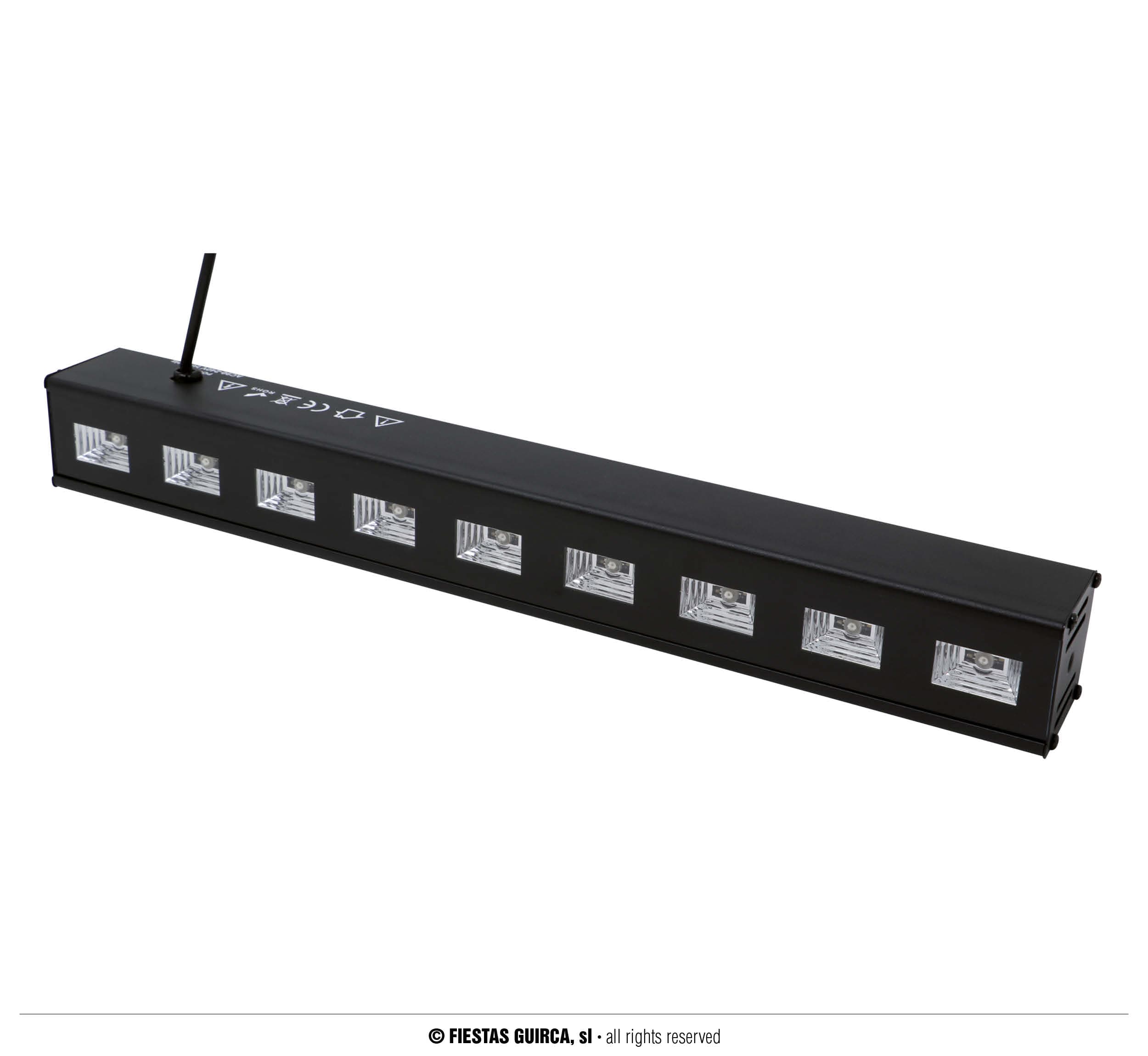 UV-sortlys med 9 LED, 9 × 3 W, til indendørs brug