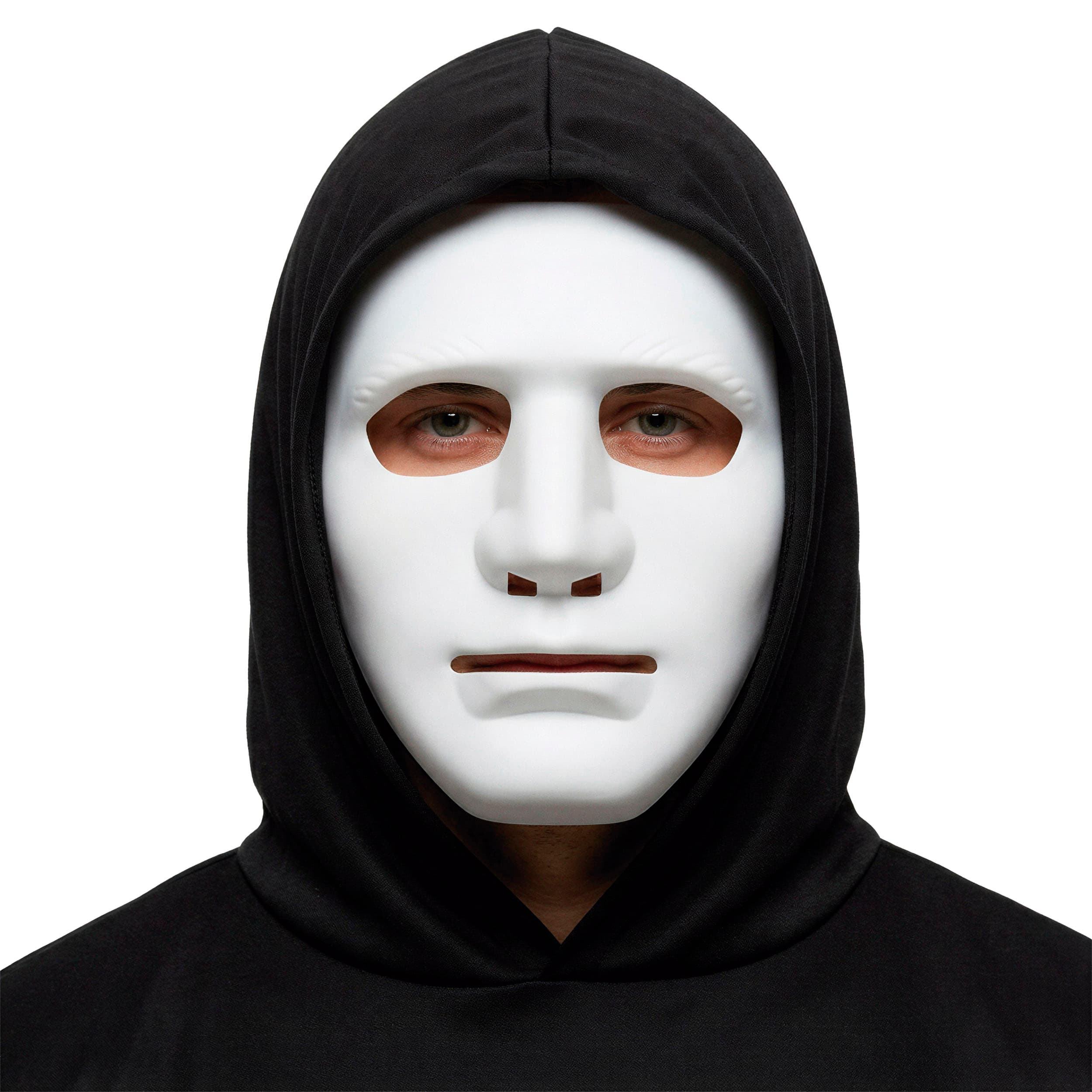 Hvid maske, PVC, ca. 17,6 cm