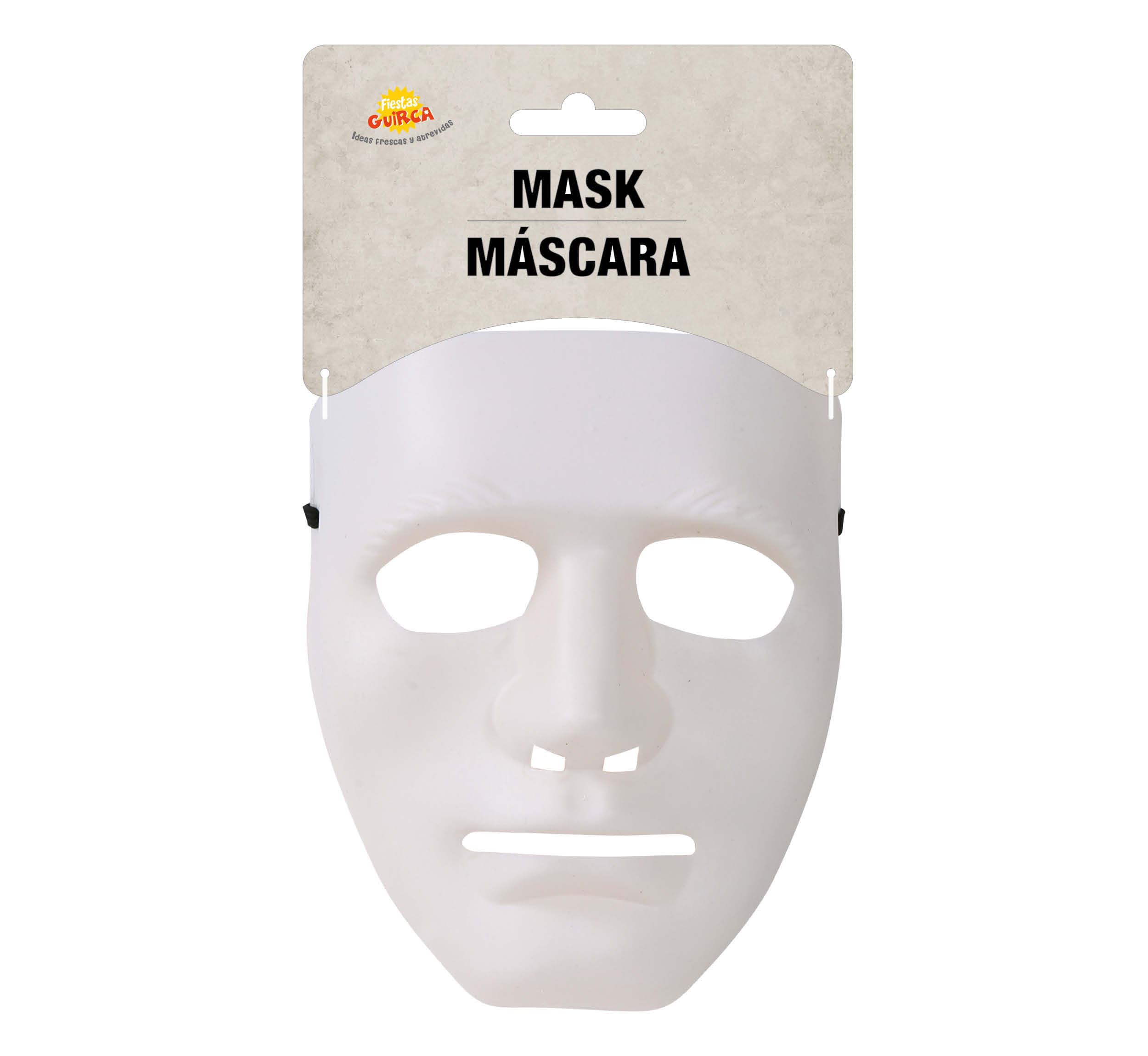 Hvid maske, PVC, ca. 17,6 cm