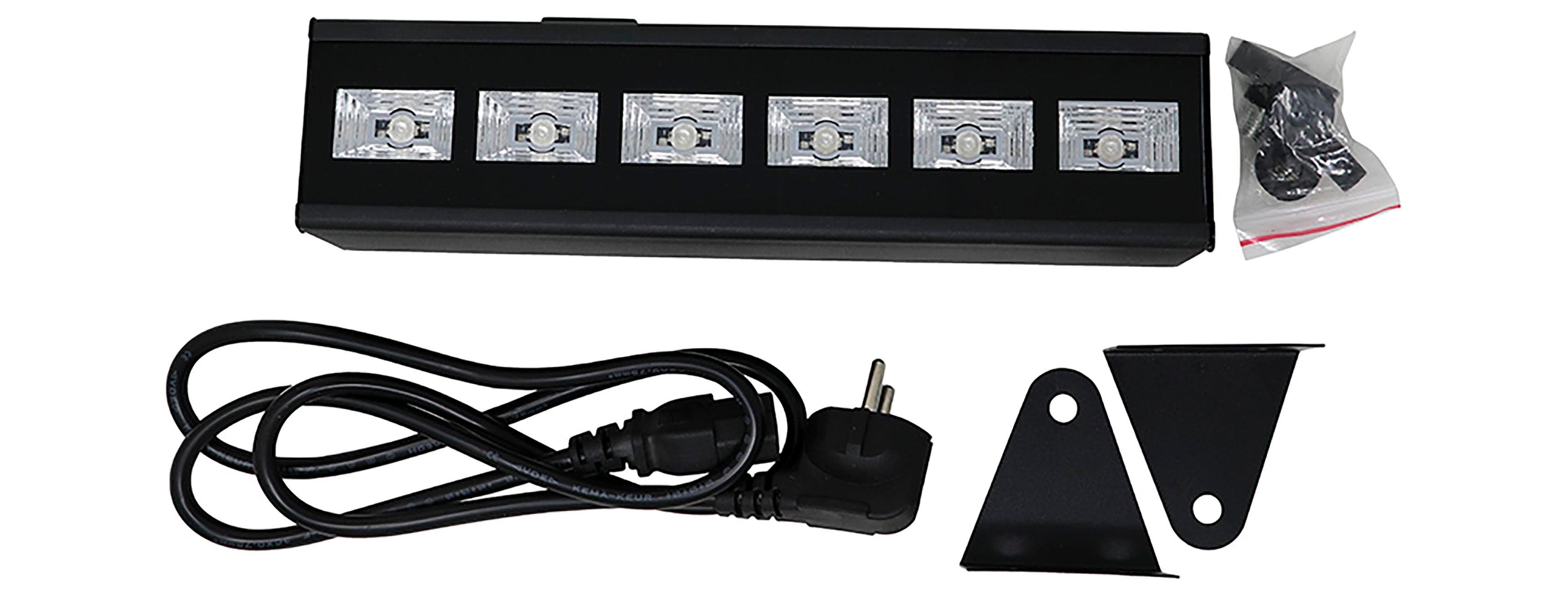 UV-sortlys med 6 LED, 6 × 3 W, til indendørs brug