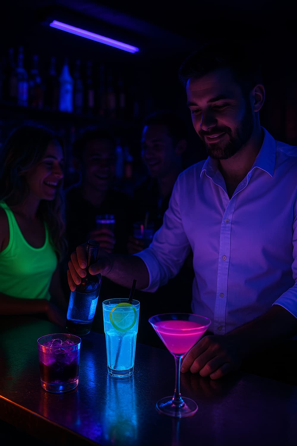 UV-sortlys med 6 LED, 6 × 3 W, til indendørs brug