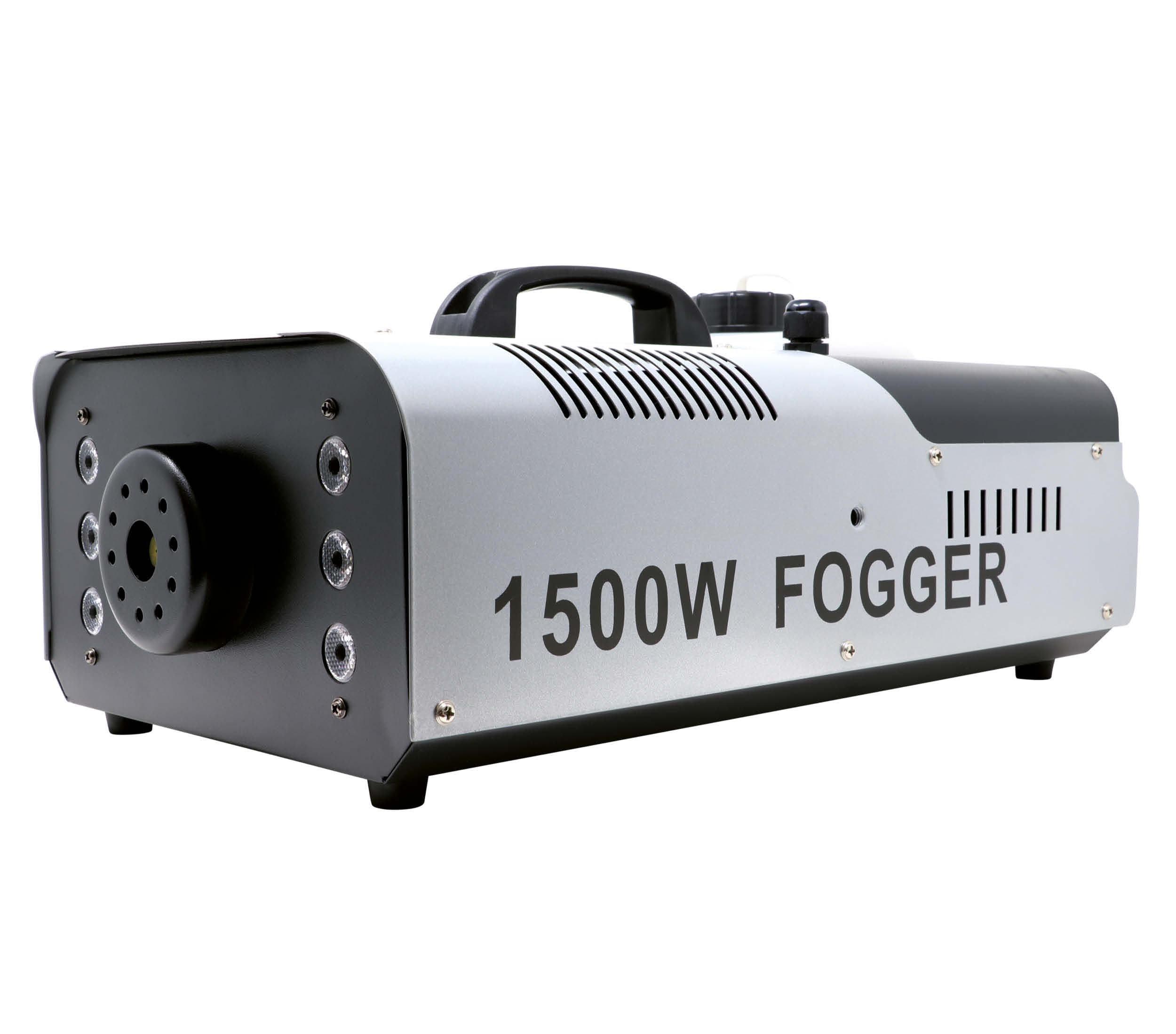 Røgmaskine med lys og fjernbetjening, 1500 W
