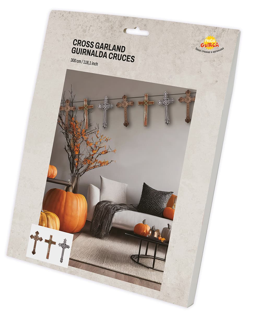 Guirlande med kors, 274 cm, 16 × 22 cm