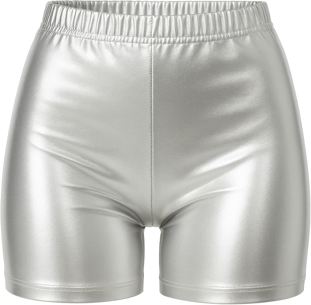 Shorts i metallisk sølv til damer