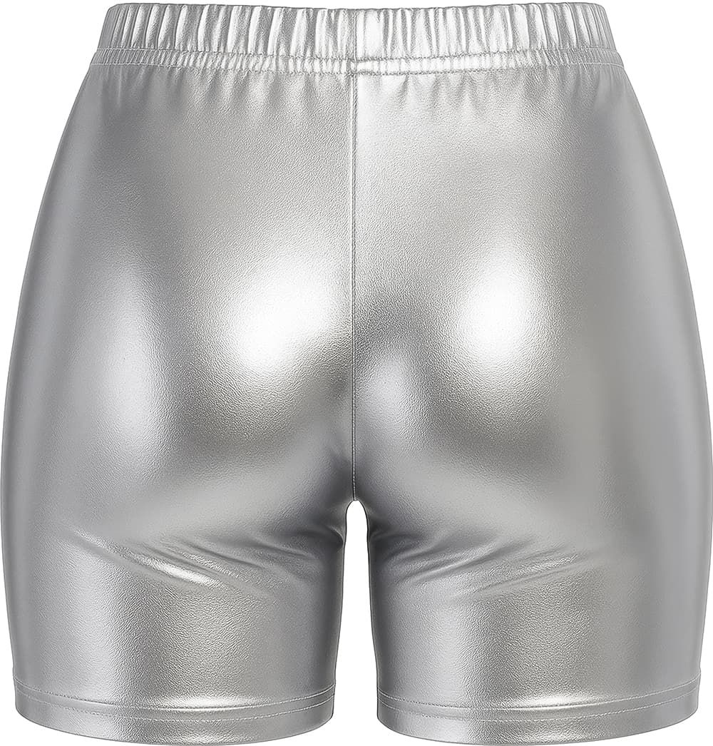 Shorts i metallisk sølv til damer