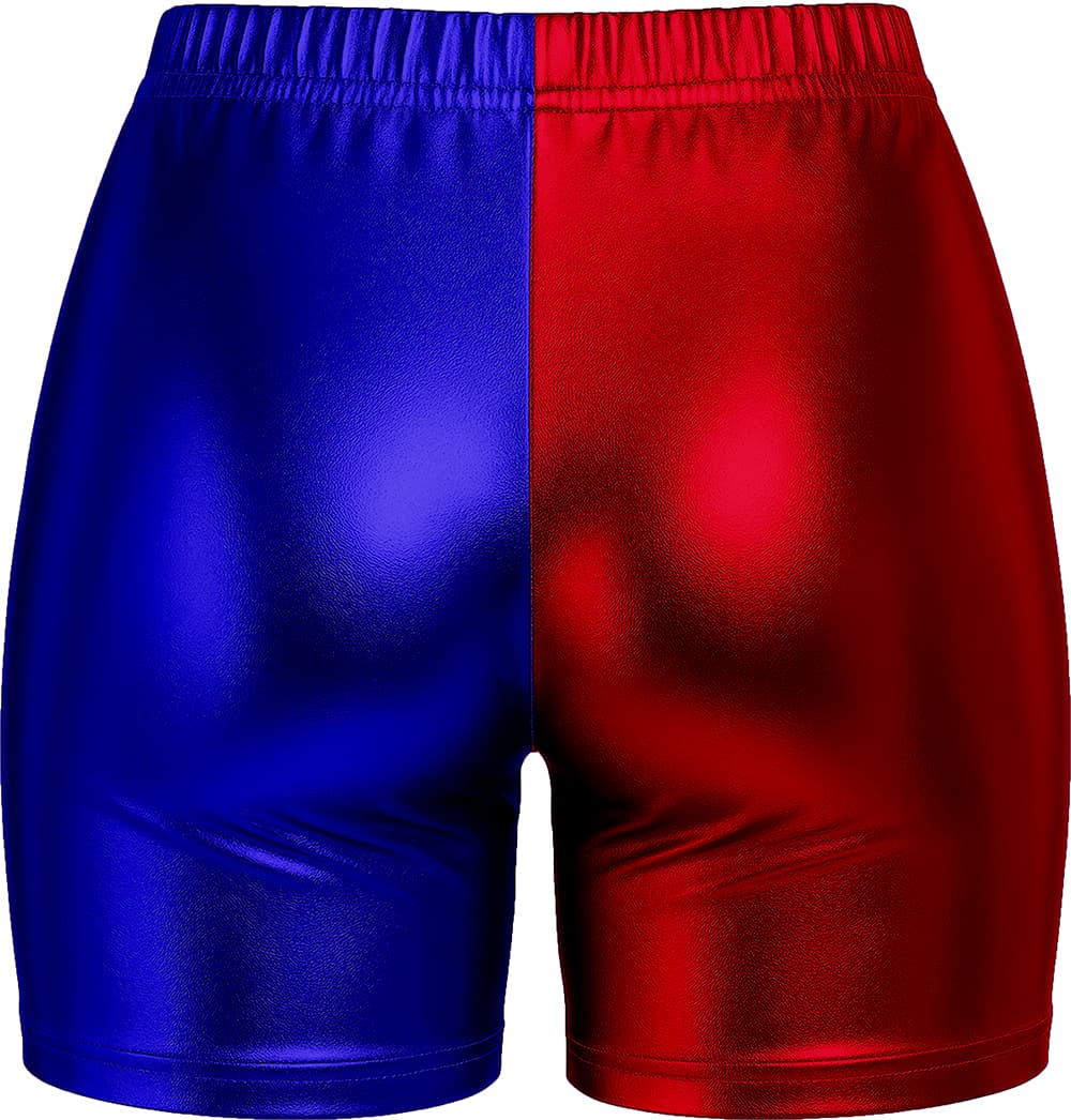 Shorts i metallisk rød/blå til damer