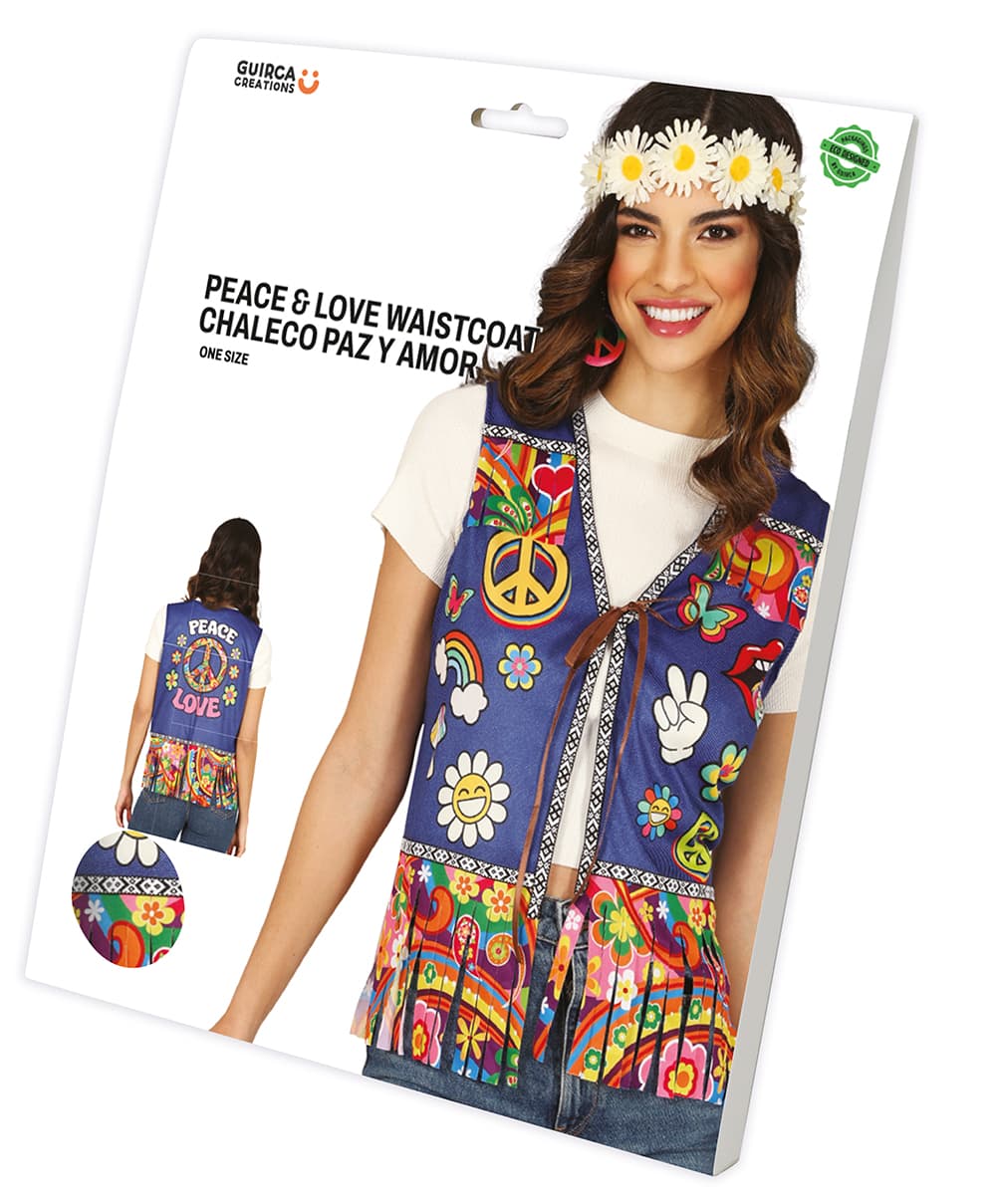 Hippievest Peace & Love, til voksne