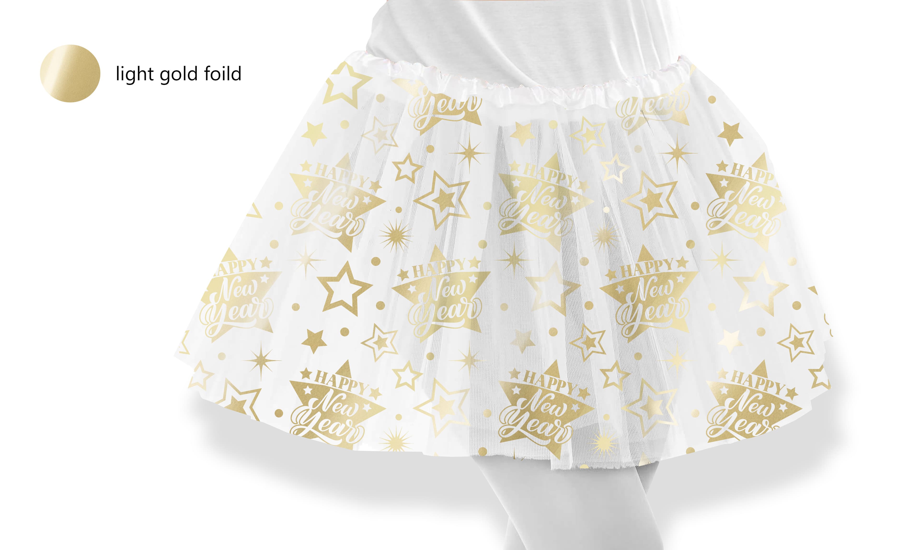 Tutu "Happy New Year", hvid og guld