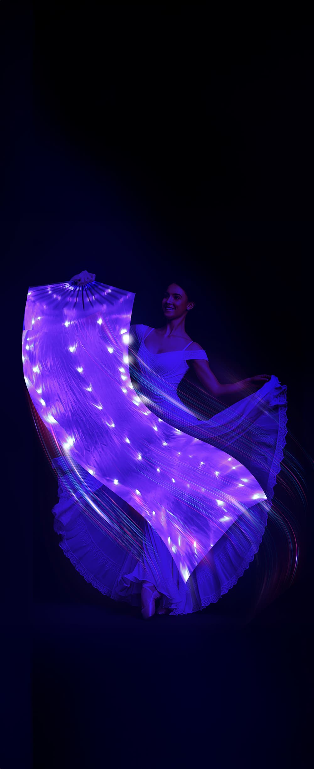 Hvid vifte med multifunktionel LED 75 × 150 cm